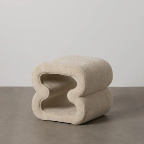 Taburet bej cu tapițerie din țesătură bouclé – Ixia