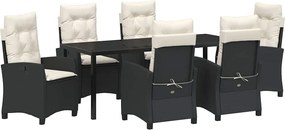 vidaXL Set de masă pentru grădină cu pernă 7 pcs Negru poliratan