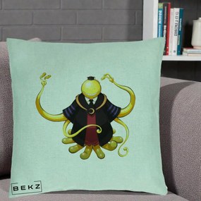 Perna Personalizata Assassination Classroom Koro-sensei, 40x40 cm, Verde Menta, Husa Detasabila, Perna Inclusa, BEKZ®