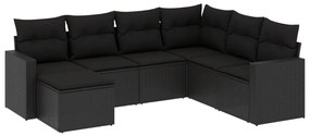 3251632 vidaXL Set canapele de grădină cu perne, 7 piese, negru, poliratan