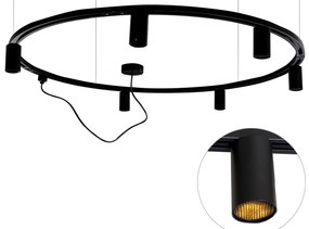 Sistem modern de iluminat pe șină suspendat cu 6 spoturi negre monofazate GU10 50mm - Iconic Ruby Honey