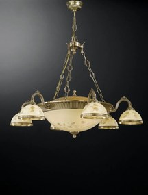 Candelabru cu 6 brate din alama cu sticla decorata design italian 6208