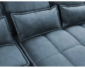 Colțar albastru extensibil/cu spațiu de depozitare cu tapițerie din catifea (cu colț pe partea dreaptă/cu șezlong) Campo – ELTAP