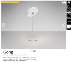 Lampa LED portabila iluminat decorativ IP54 JIGRA alba
