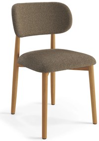 MAZZONI EXPORT ALDO Maro Taupe (material Monza 40)/cadru stejar lăcuit - SCAUN DIN LEMN BOUCLÉ PENTRU SALON SUFRAGERIE BUCĂTĂRIE RETRO