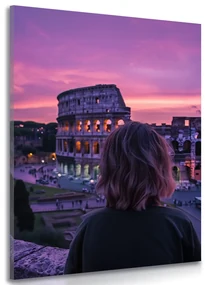 Tablou femeie cu vedere la colosseum