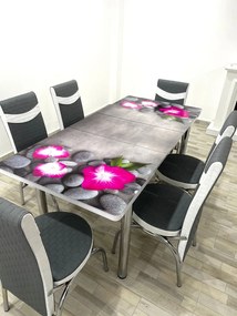 Set masa extensibila 130 / 170 x 80 cm cu 6 scaune, model 798