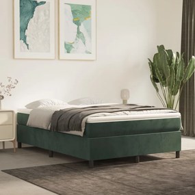 3144678 vidaXL Pat box spring cu saltea, verde închis, 140x190 cm, catifea