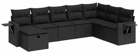 3325531 vidaXL Set mobilier de grădină cu perne, 8 piese, negru, poliratan