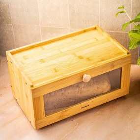 Cutie pentru paine Klausberg KB 7923, 35.5 cm, Fereastra acrilica, Bambus, Maro