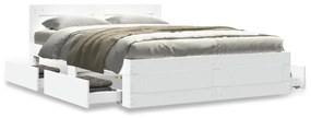 3295597 vidaXL Cadru de pat cu tăblie, alb, 135x190 cm, lemn prelucrat