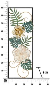 Decorațiune suspendată metalică Mauro Ferretti Campur -A-, 31 x 90 cm, motive florale