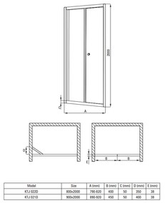 Usa dus dubla batanta 90x200 cm profil crom Deante Jasmin Plus 900x2000 mm