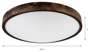 Plafonieră OAK SMOKY SLIM, 3x E27/15W/230V, Ø 47 cm, stejar/maro închis