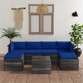 Set mobilier gradina paleti cu perne 7 piese lemn masiv de pin Albastru, 7
