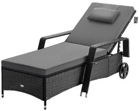 Deuba Recliner de lux cu roți negre - perne antracit