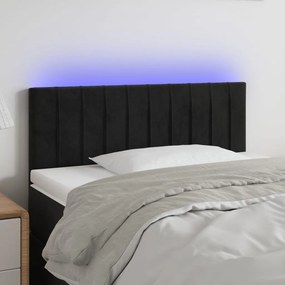 3121894 vidaXL Tăblie de pat cu LED, negru, 100x5x78/88 cm, catifea