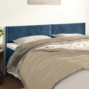 346002 vidaXL Tăblii de pat, 2 buc, albastru închis, 100x5x78/88 cm, catifea