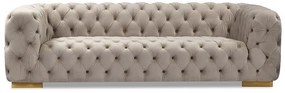 Canapea tapitata Chester 3 Velvet - Beige/Gold