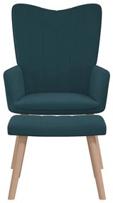 327676 vidaXL Scaun de relaxare cu taburet, albastru, catifea