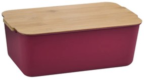 Cutie pentru paine KESPER 58453, 33x18.5x12 cm, Capac din bambus, Bordeaux