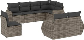 vidaXL Set canapele de grădină cu perne, 8 piese, gri, poliratan