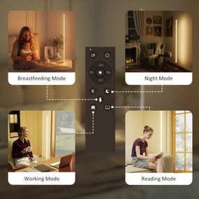 HOMCOM Lampă de Podea LED Reglabilă cu Telecomandă de 150cm Înălțime, Argintiu | Aosom Romania