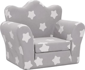 vidaXL Canapea extensibilă de copii, gri deschis cu stele, pluș moale