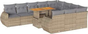 vidaXL Set canapele de grădină cu perne, 11 piese, bej, poliratan
