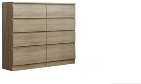 Comoda cu 8 sertare, 120x100x33 cm, stejar sonoma, pentru hol, living, dormitor, birou, Bortis Impex stejar sonoma