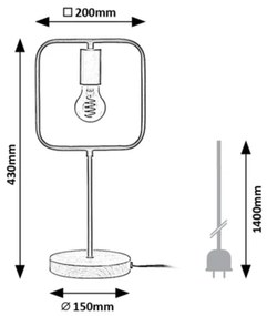 Veioza, lampa de masa design industrial Rufin negru