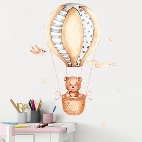 PIPPER | Autocolant de perete "Balon cu aer cald cu pisica" 50x70cm