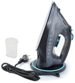 Fier de calcat fara fir Esperanza EHI010, 2600W, Placa ceramica, 300 ml, Uscat + abur, Autocurstare, Calcare verticala, Negru