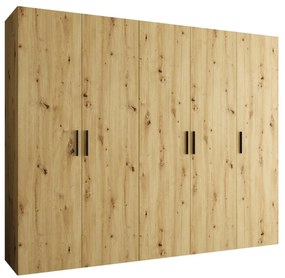 Dulap de haine 250 cm Borry 1 (Stejar artisan + Negru). 1125778