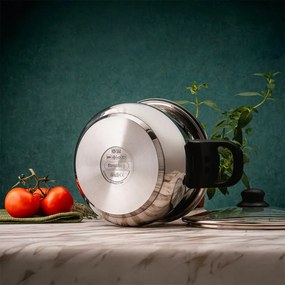 Oala sub presiune Rosberg R51311A5, 5 L, 2 capace, Inductie, Baza 3 straturi, Inox