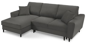 Colțar din catifea cu șezlong pe partea stângă Kooko Home Jazz, gri închis