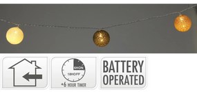 Lanț de lumină Raffia LED , 360 cm, 12 bile,diametru 6 cm, cronometru