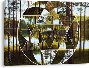 Tablou - Colaj geometric pe fundalul pădurilor nordice (70x50 cm)
