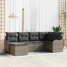 vidaXL Set de canapele pentru grădină cu pernă 6 pcs Gri Rattan poli