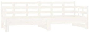 820378 vidaXL Pat de zi extensibil, alb, 2x(80x200) cm, lemn masiv de pin