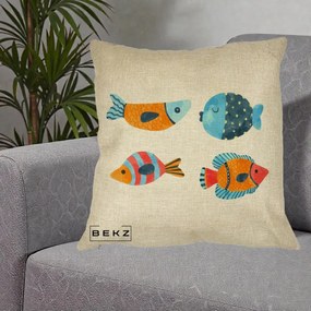 Perna Decorativa Pesti Acuarela, 40x40 cm, Crem, Husa Detasabila, Perna Inclusa, BEKZ®