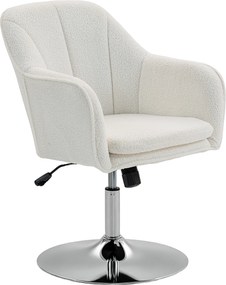 HOMCOM Fotoliu de salon, rotativ cu înălțime reglabilă, funcție balans, pernă căptușită, 61 x 64 x 80-92 cm, alb | Aosom Romania