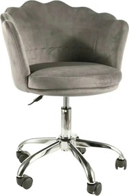 Scaun birou ROSE, gri, stofa catifelata/metal, 56x41x74/82 cm