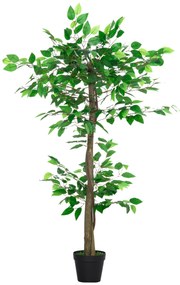 Outsunny Plantă Artificială Arbore de Ceai cu 546 de Frunze Realistice și Ghiveci de Ciment 120 cm Verde | Aosom Romania