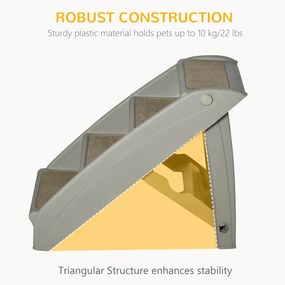 PawHut Scarita pentru Caini Pliabila cu  4 Trepte Antiderapante,din PP Gri | Aosom Romania
