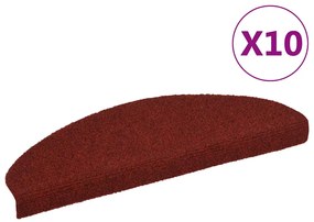 vidaXL Covorașe pentru scări autoadezive, 10 buc., 65x21x4 cm, roșu bordeaux, semirotunde, mari