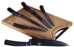 Set cutite 6 piese cu tocator bambus Purple Berlinger Haus BH 2683