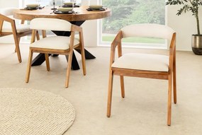 Scaun dining material textil gri deschis si lemn MAMMUT