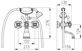 Set pentru cadă cu baterie RAV Slezák MK159.5/2SM - MORAVA RETRO, alamă antică