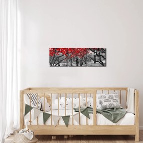 Tablou - Copaci roșii, Central Park, New York (cu ceas) (90x30 cm)